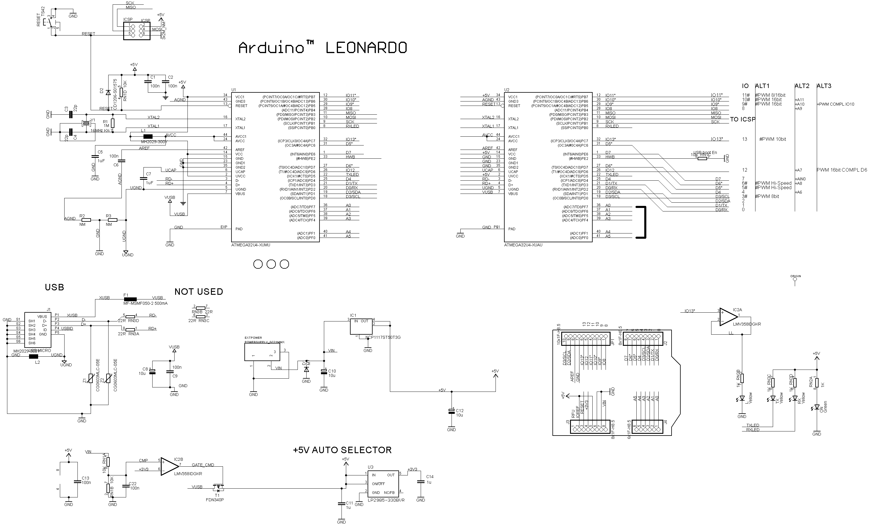 Arduino leonardo схема