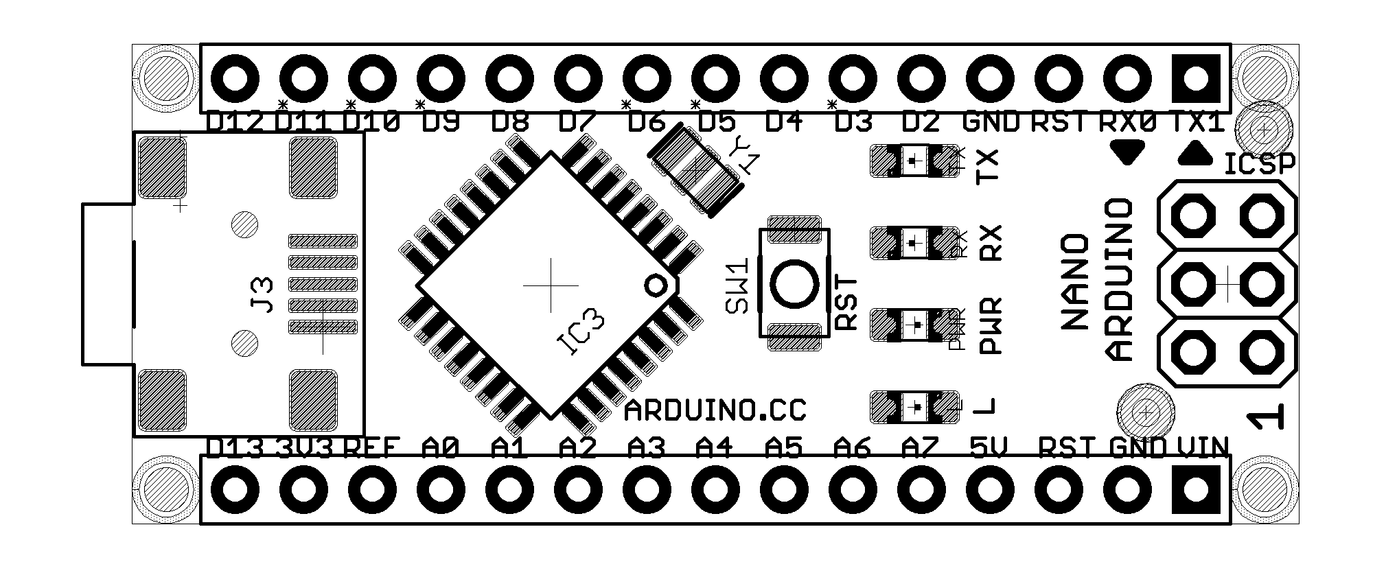 Распиновка платы Ардуино Нaно (Arduino Nano Rev3.2) + схема